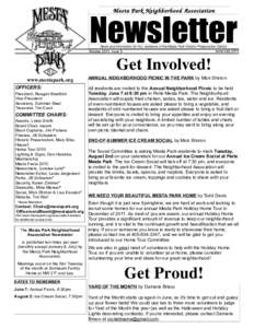 Mesta Park Neighborhood Association  Newsletter News and information for ALL residents of the Mesta Park Historic Preservation District June/July 2011