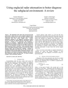 Geochronology / Acoustics / Subglacial lake / Attenuation / Lake Vostok / Ice core / Antarctic ice sheet / Radioglaciology / Vostok Station / Physical geography / Extreme points of Earth / Glaciology