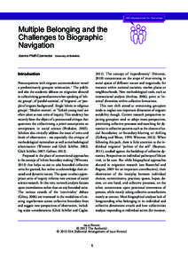 Multiple Belonging and the Challenges to Biographic Navigation Joanna Pfaff-Czarnecka  University of Bielefeld