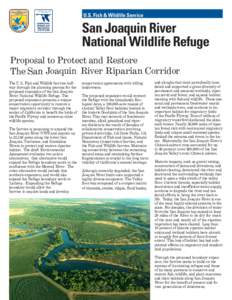 U.S. Fish & Wildlife Service  San Joaquin River National Wildlife Refuge Proposal to Protect and Restore The San Joaquin River Riparian Corridor