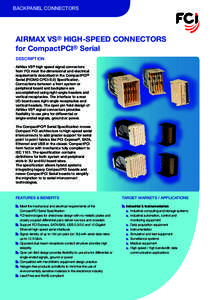 BACKPANEL CONNECTORS  AIRMAX VS® HIGH-SPEED CONNECTORS for CompactPCI® Serial DESCRIPTION AirMax VS® high speed signal connectors