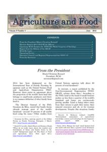 Agriculture and Food  The E-Newsletter of the ISA Research Committee on Agriculture and Food (RC40) Volume 8 Number 1 ………………………………………………………...…………..…………June