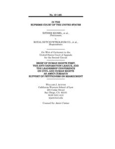 No[removed]IN THE SUPREME COURT OF THE UNITED STATES ________________ ESTHER KIOBEL, et al.,