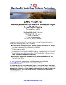 Hamilton/Bel Marin Keys Wetlands Restoration       SAVE THE DATE: 