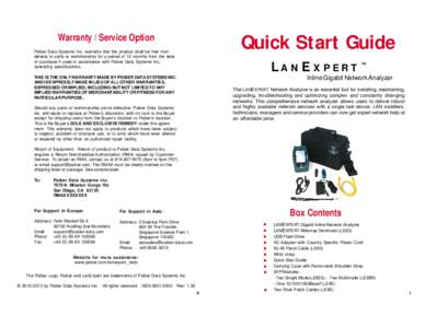 Warranty / Service Option  Quick Start Guide