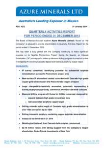 ASX Listing Rules - Appendix 5B - Mining exploration entity quarterly report