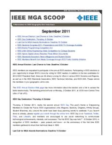 IEEE | Membership | Member & Geographic Activities  September 2011   IEEE Annual Election: Last Chance to Vote: Deadline 3 October