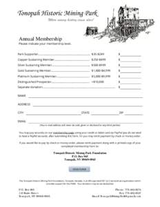 Tonopah Historic Mining Park Annual Membership Form