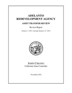 ADELANTO REDEVELOPMENT AGENCY ASSET TRANSFER REVIEW Review Report January 1, 2011, through January 31, 2012