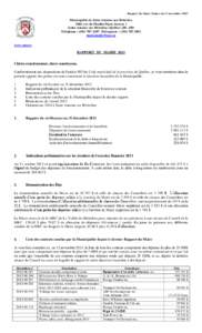 Rapport du Maire Séance du 12 novembre[removed]Municipalité de Saint-Antoine-sur-Richelieu 1060, rue du Moulin-Payet, bureau 1 Saint-Antoine-sur-Richelieu (Québec) J0L 1R0 Téléphone : ([removed]Télécopieur : (4