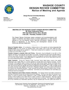 WASHOE COUNTY DESIGN REVIEW COMMITTEE Notice of Meeting and Agenda Design Review Committee Members Principals: Roger Edwards