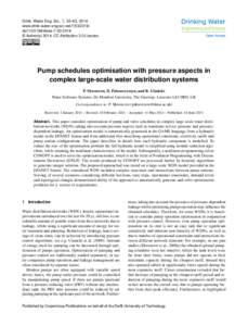 Drink. Water Eng. Sci., 7, 53–62, 2014 www.drink-water-eng-sci.netdoi:dwes © Author(sCC Attribution 3.0 License.  Pump schedules optimisation with pressure aspects in