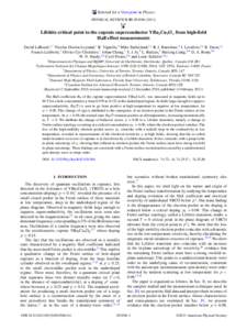 Selected for a Viewpoint in Physics PHYSICAL REVIEW B 83, [removed]Lifshitz critical point in the cuprate superconductor YBa2 Cu3 O y from high-field Hall effect measurements David LeBoeuf,1,* Nicolas Doiron-Leyraud