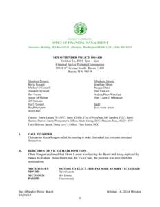 Sex Offender Policy Board Meeting Minutes - October 16, 2014