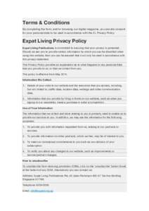 Terms & Conditions By completing the form, and/or browsing our digital magazine, you provide consent for your personal data to be used in accordance with the EL Privacy Policy Expat Living Privacy Policy Expat Living Pub