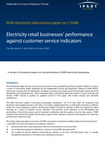 Microsoft Word - NSW Electricity Information Paper no 1 ofelectricity retailer customer service indicators.doc