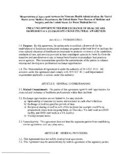 Memorandum of Agreement between the Veterans Health Administration, the United States Army Medical Department, the United States Navy Bureau of Medicine and Surgery, and the United States Air Force Medical Service CREATI