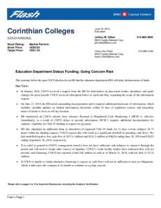 Corinthian Colleges  June 19, 2014 Education  (COCO-NASDAQ)