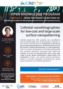 OPEN KNOWLEDGE PROGRAM module 2 - From top-down to bottom-up: introductory notes on the preparation of micro and nanostructures  Colloidal nanolithographies