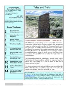 Columbia Gorge Genealogical Society Tales and Trails  C/O The Dalles-Wasco Co. Library
