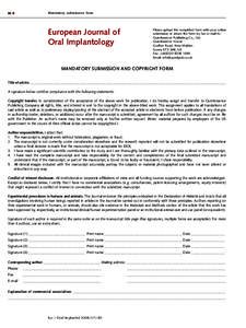 80   Mandatory submission form European Journal of Oral Implantology