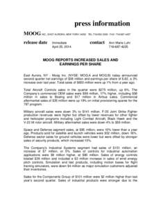 Microsoft Word - Q2 Moog Press Release_2014_Apr25.DOC