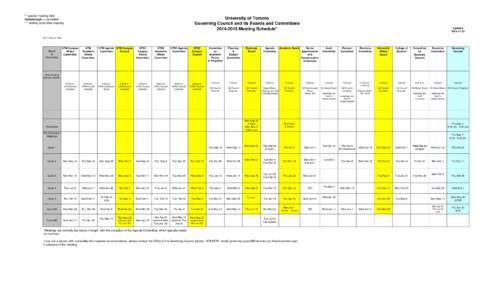** special meeting date Strikethrough = cancelled *** striking committee meeting University of Toronto Governing Council and its Boards and Committees