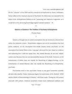 On the “criticism” of the DSM and the concept of schizophrenia by Nancy Andreasen, former editor of the American Journal of Ps