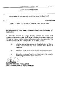 Small Claims Courts Act: Establishment of small claims court for Naphuno area