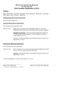 Minutes of Committee Meeting of City Council