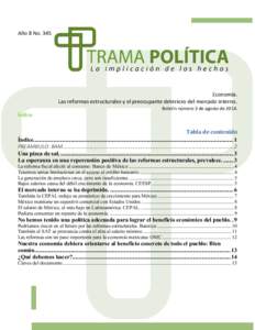 Año 8 NoEconomía. Las reformas estructurales y el preocupante deterioro del mercado interno. Índice