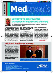 Medspeak  ISSUE 58 I AUGUST 2012 The newsletter of the New Zealand Medical Association