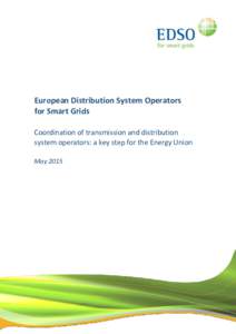 European Distribution System Operators for Smart Grids Coordination of transmission and distribution system operators: a key step for the Energy Union May 2015