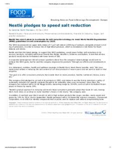 Nestlé pledges to speed salt reduction Breaking News on Food & Beverage Development - Europe