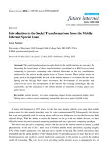 Introduction to the Social Transformations from the Mobile Internet Special Issue