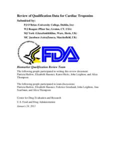 Review of Qualification Data for Cardiac Troponins