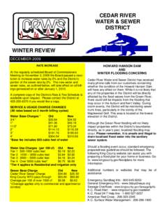 CEDAR RIVER WATER & SEWER DISTRICT WINTER REVIEW DECEMBER 2009