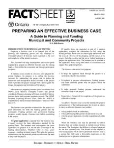 ORDER NO[removed]MARCH 2002 AGDEX 880 PREPARING AN EFFECTIVE BUSINESS CASE A Guide to Planning and Funding