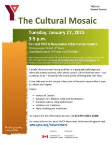 The Cultural Mosaic  l Tuesday, January 27, [removed]p.m.