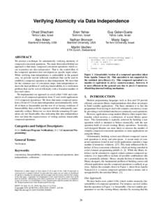 Verifying Atomicity via Data Independence Ohad Shacham Eran Yahav  Guy Golan-Gueta