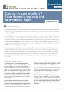 Expert Analysis October 2014 Djihadisme sans frontiers? Boko Haram’s regional and international links