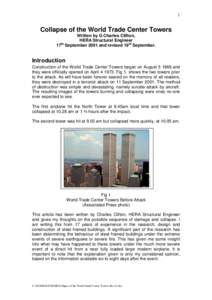 1  Collapse of the World Trade Center Towers Written by G Charles Clifton, HERA Structural Engineer 17th September 2001 and revised 19th September.