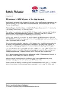 RPA donor in NSW Woman of the Year Awards