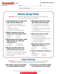 Comprehension  activity January[removed]Name:
