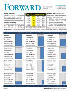 www.forward.com 125 MAIDEN LANE 8TH FLOOR NEW YORK, NY[removed]Display Advertising