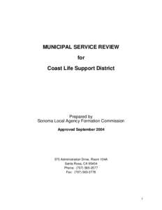 MUNICIPAL SERVICE REVIEW for Coast Life Support District Prepared by Sonoma Local Agency Formation Commission