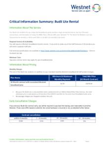 Critical Information Summary: Budii Lite Rental Information About The Service Our Budii Lite modem lets you enjoy fast broadband, great wireless range and performance, has four Ethernet connections, and the option of usi