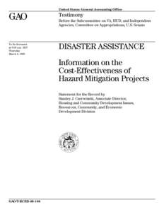 T-RCED[removed]Disaster Assistance: Information on the Cost-Effectiveness of Hazard Mitigation Projects