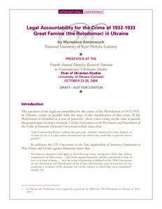 international CONFERENCE  Legal Accountability for the Crime of[removed]