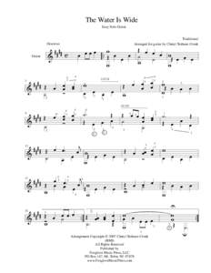 The Water Is Wide Easy Solo Guitar Traditional Arranged for guitar by Cheryl Terhune Cronk